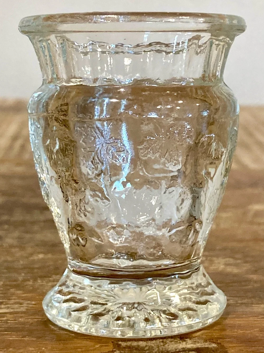 Kokomo Jenkins Clear Glass Falcon Strawberry Pattern Toothpick Holder EAPG